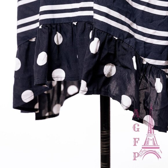 Crown Ivy striped Navy blouse top size 0X ruffle polka dot preppy  💖2/$30 - Picture 10 of 14